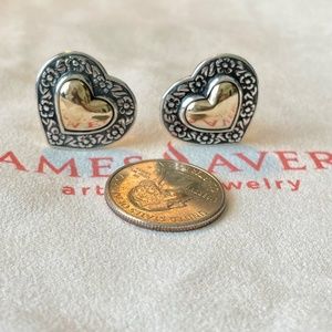 Retired James Avery Large Heart of Gold Earrings